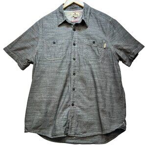 Woolrich Men's Button Up Cotton Shirt Short Sleeve Size L Gray Outdoors Pockets